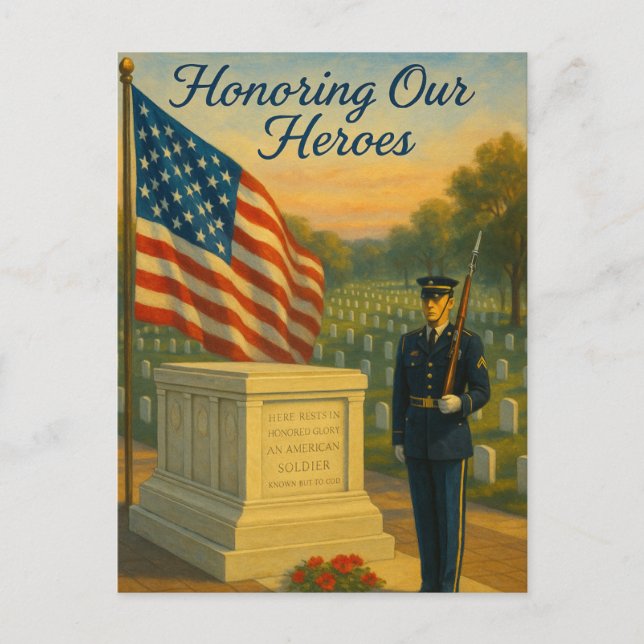 Honoring Our Heroes Memorial Day Holiday Postcard (Front)