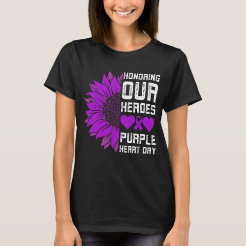 Honoring Our Heroes Purple Heart Day Military Kids T_Shirt