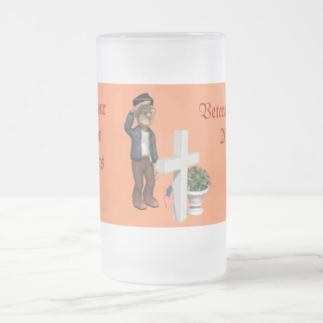 Honoring our Veterans - Frosted Glass Beer Mug (Center)