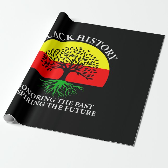 Honoring Past Inspiring Future Black History Month Wrapping Paper (Unrolled)