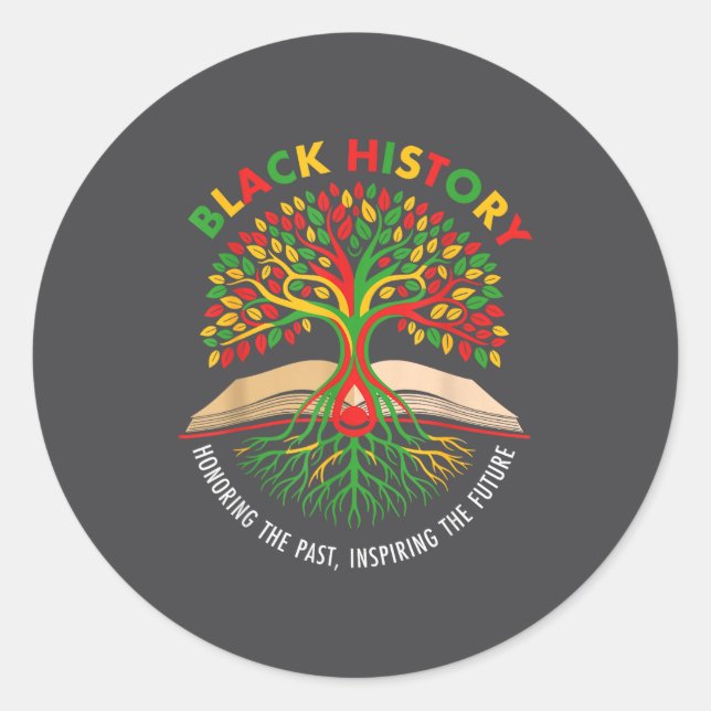 Honoring Past Insring Future Men Women Black Histo Classic Round Sticker (Front)