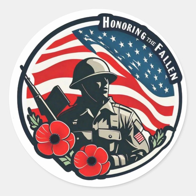 Honoring the Fallen on Memorial  Day Classic Round Sticker (Front)