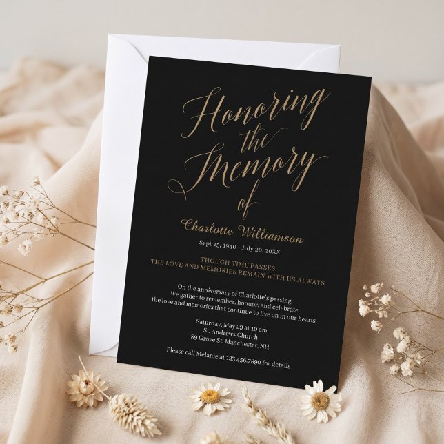 Honoring the Memory of Memorial Death Anniversary Invitation (Honoring the Memory of Memorial Death Anniversary Invitation)
