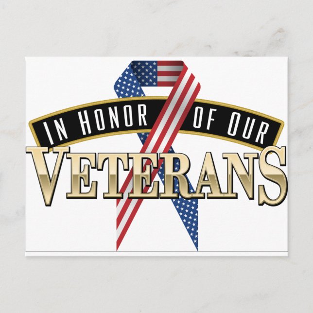 Honoring Veterans Logo Ribbon Postcard (Front)