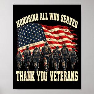 Honoring who served thank veterans memorial day poster