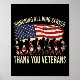 Honoring who served thank veterans memorial day poster