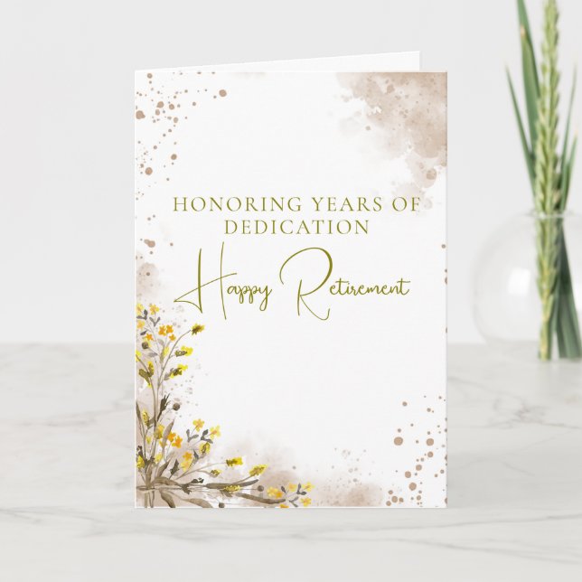 Honoring Years of Dedication Elegant Retirement  Card (Front)