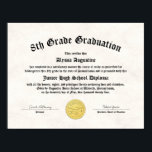 Honors 5th 8th Grade Graduation Homeschool Diploma Poster<br><div class="desc">Diplomas are the perfect way to commemorate a milestone for your homeschool -- whether it be a graduation, a promotion, for 8th grade, for 5th grade, or for any other grade. The seal included with this diploma denotes your student has maintained a certain grade point average in order to quality...</div>
