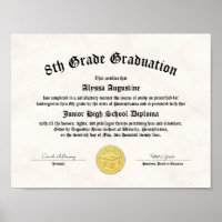 Honors 5th 8th Grade Graduation Homeschool Diploma