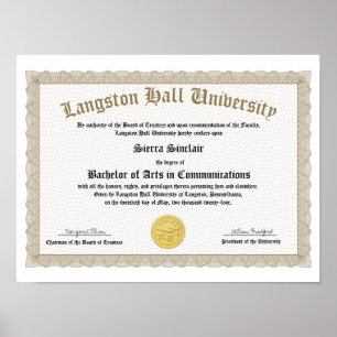 Honors College or University Diploma Replica Poster