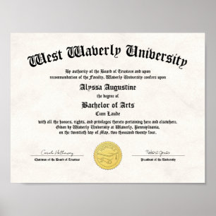 Honors College or University Diploma Replica Poster