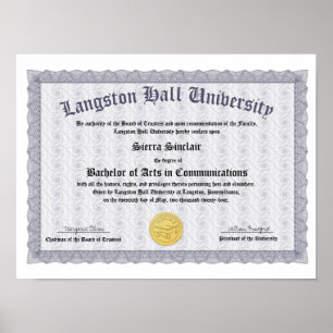 Honors College or University Diploma Replica Poster