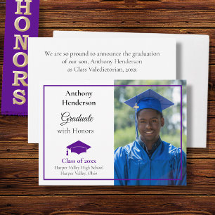 Honors Graduation Announcement Purple Cap 