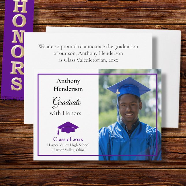 Honors Graduation Announcement Purple Cap  (Creator Uploaded)