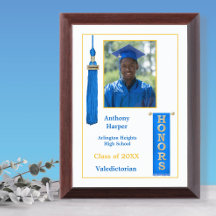 Honors Graduation Blue Photo Award Plaque