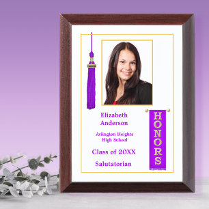 Honors Graduation Purple Photo Award Plaque
