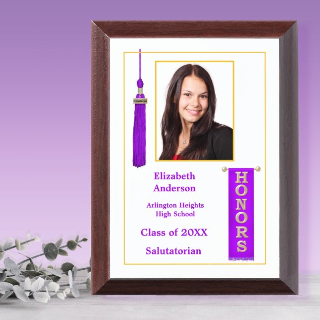 Honors Graduation Purple Photo Award Plaque (Creator Uploaded)