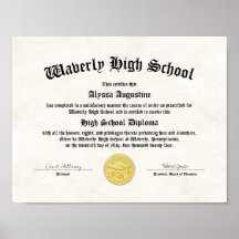 Honors High School Diploma Replica