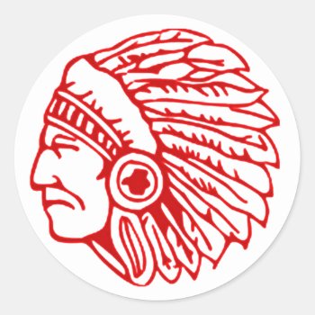 Honour Native Americans With Our Red Indian Design Classic Round Sticker by robby1982 at Zazzle