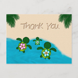 Honu Baby BOY Sea TURTLE Thank You Boys Blue #281 Postcard
