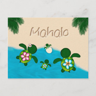 Honu Baby BOY Sea TURTLE Thank You Boys Blue #281 Postcard