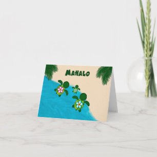 Honu BOY Sea TURTLE Baby Shower Thank You Blue 281 Card