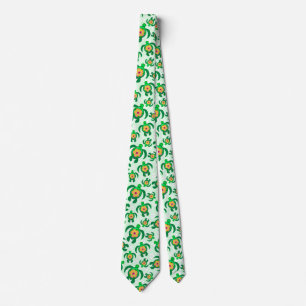 Honu Green Sea Turtles Hibiscus Flowers Neck Tie