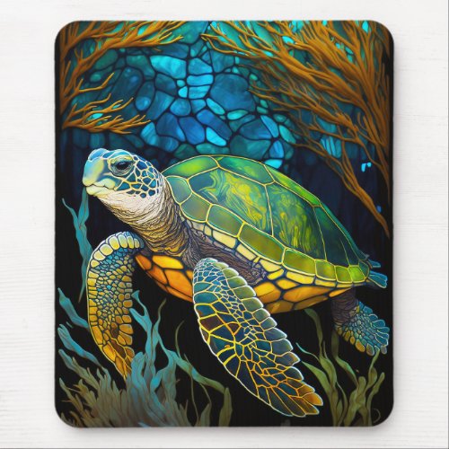 Honu Haven Stained Glass Water Mouse Pad