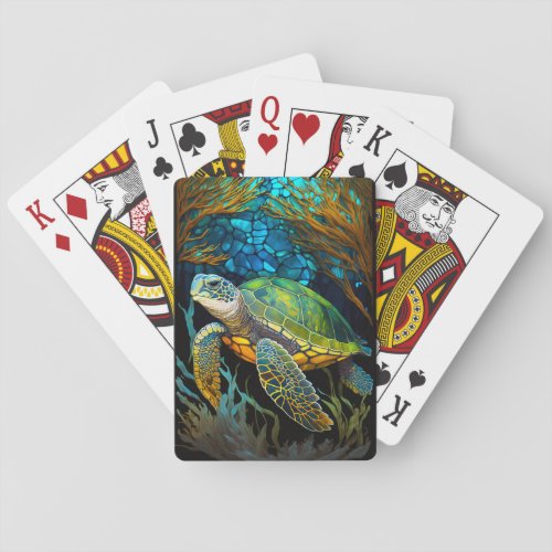 Honu Haven Stained Glass Water Poker Cards