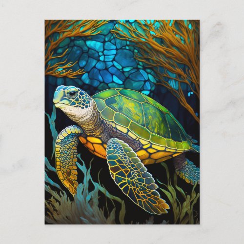 Honu Haven Stained Glass Water Postcard