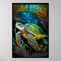 Honu Haven Stained Glass Water