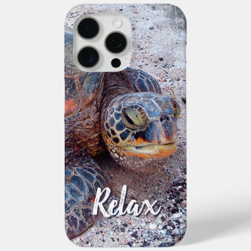 Honu Hawaii Sea Turtle Photo Relax Script Quote iPhone 15 Pro Max Case