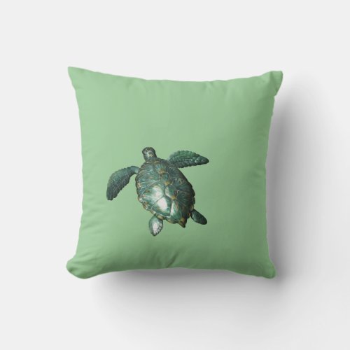 Honu _ Hawaiian Green Sea Turtle Throw Pillow