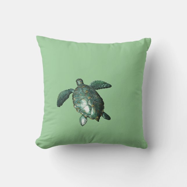 Honu - Hawaiian Green Sea Turtle Throw Pillow (Front)