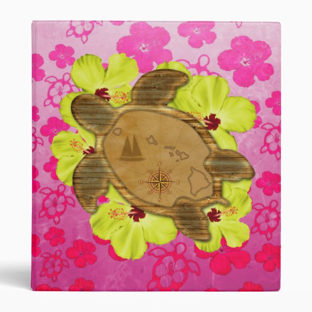 Honu Hawaiian Map 3 Ring Binder (Front)