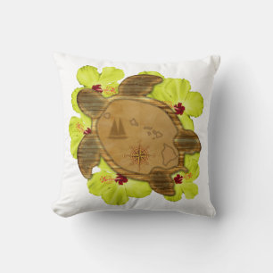 Honu Hawaiian Map Throw Pillow