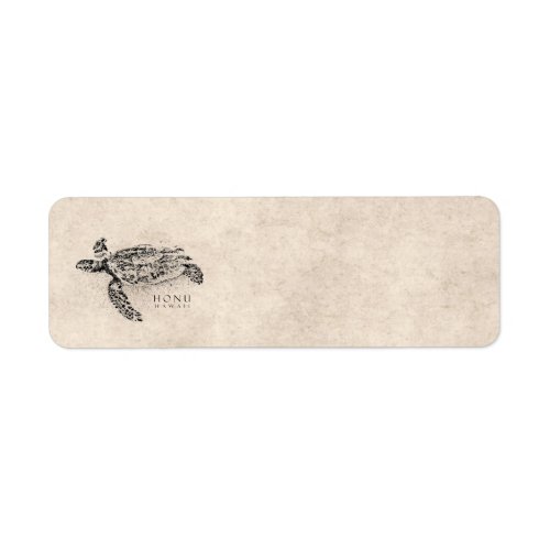 Honu Hawaiian Sea Turtle on Vintage Parchment Label