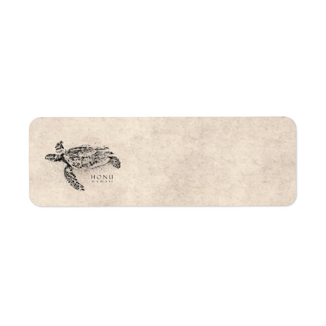 Honu Hawaiian Sea Turtle on Vintage Parchment Label (Front)