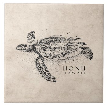 Honu Hawaiian Sea Turtle On Vintage Parchment Tile by SilverSpiral at Zazzle