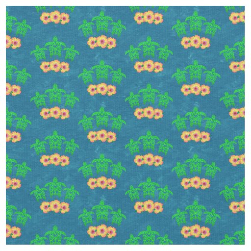 Honu Hawaiian Tribal Green Sea Turtles Fabric