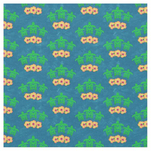 Honu Hawaiian Tribal Green Sea Turtles Fabric