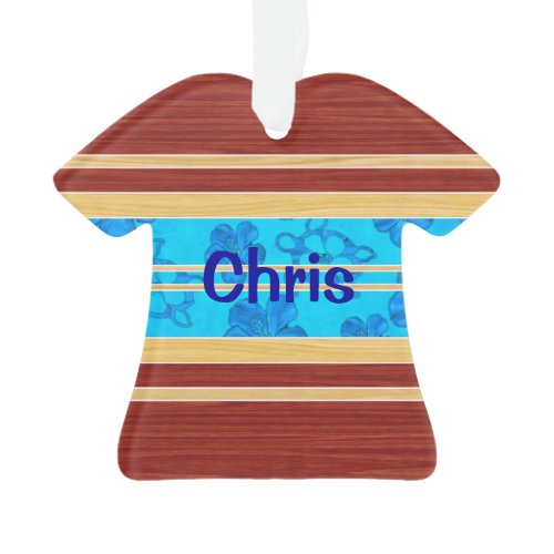 Honu Hawiian Fake Wood Surfboard Ornament
