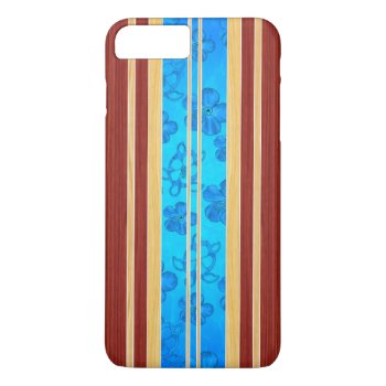 Honu Hawiian Faux Wood Surfboard Iphone 8 Plus/7 Plus Case by BailOutIsland at Zazzle