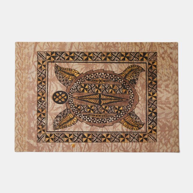 Honu Primitive Hawaiian Tattoo Tapa Doormat (Front)