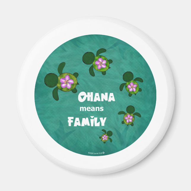 Honu Sea Family_circle Magnet (Front)