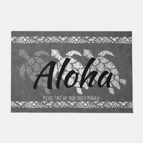 Honu Sea Triple Turtle Hawaiian Tapa Gray Doormat