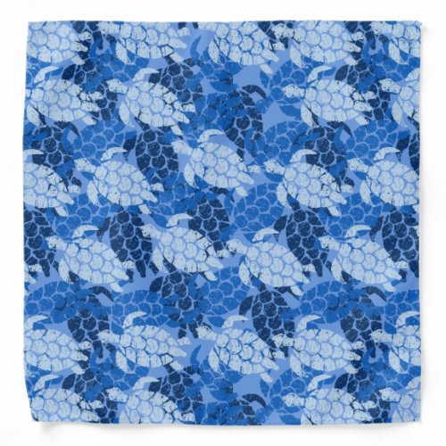 Honu Sea Turtle Hawaiian Aloha _ Blue Bandana