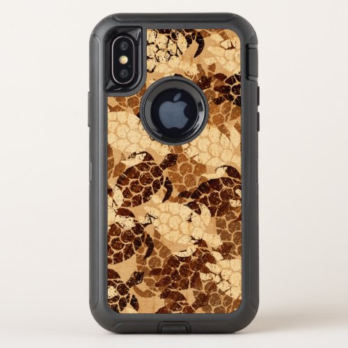 Honu Sea Turtle Hawaiian Aloha Faux Wood OtterBox Defender iPhone X Case