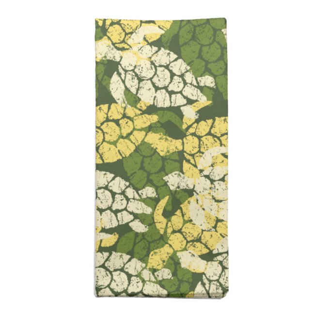 Honu Sea Turtle Hawaiian Aloha -Olive Cloth Napkin (Folded)