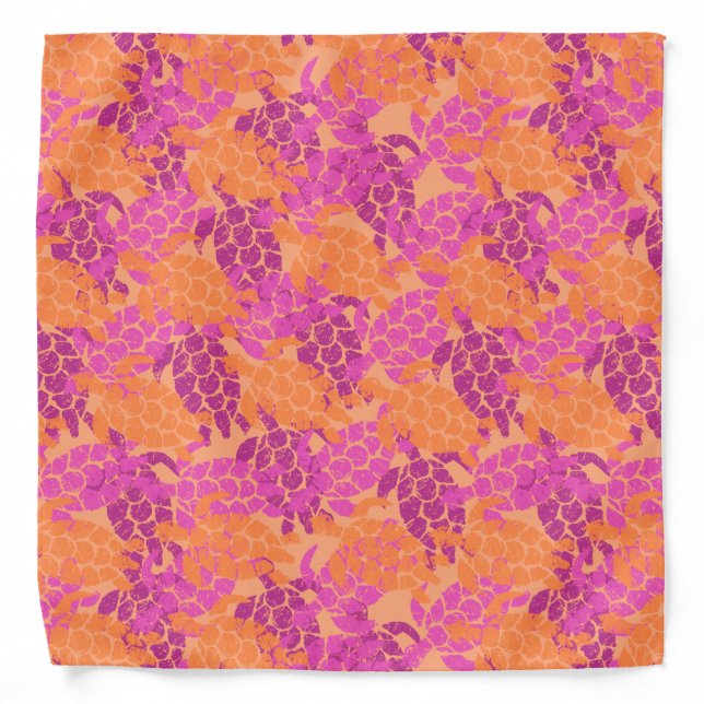 Honu Sea Turtle Hawaiian Aloha - Papaya Bandana (Front)